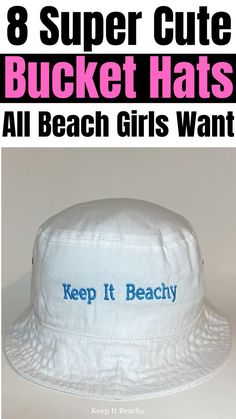 How freaking cute is this Keep It Beachy bucket hat. I will be wearing this beachy bucket hat everyday this summer. Outfits With Bucket Hats Summer, Bucket Hat Outfit Beach, Pink Bucket Hat Outfit, Bucket Hat Beach Outfit, Outfit With Bucket Hat, Outfits With Bucket Hats, Bucket Hat Aesthetic, Hat Outfits Summer, Bucket Hat Looks