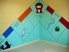 an upside down view of a game board with numbers and symbols painted on the sides