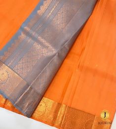 Orange and grey Kanchipuram Saree With Gold Zari Indian saree Bollywood saree Gray Saree With Dupatta For Wedding, Gray Wedding Saree With Dupatta, Diwali Gray Dupatta With Traditional Drape, Traditional Gray Saree With Pallu, Festive Gray Dupatta With Pallu, Traditional Gray Dupatta With Traditional Drape, Gray Saree With Pallu For Festivals, Gray Dupatta With Traditional Drape For Festivals, Gray Dupatta For Festivals