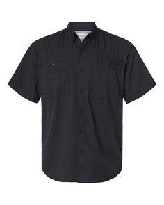 Hatteras Performance Short Sleeve Fishing Shirt - BLACK - L | Paragon Hatteras Performance Short Sleeve Fishing Shirt in Black Size Large | Polyester Black Outdoor Tops With Pockets, Black Tops With Pockets For Outdoor Activities, Black Beach Tops With Pockets, Black Beach Shirt With Pockets, Black Short Sleeve Shirt For Outdoor Activities, Black Tops For Summer Outdoor Activities, Fishing Apparel, Rod Holder, Fishing Outfits