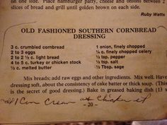 an old fashioned southern cornbread recipe is on display at the museum's exhibit