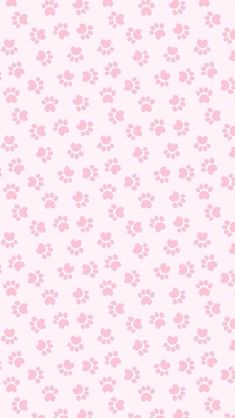 a pink wallpaper with small paw prints on the bottom and bottom half of it