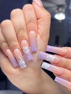 Acrylic Nail Set, Long Square Acrylic Nails, Square Acrylic Nails, Nailed It, Pastel Purple, Best Acrylic Nails