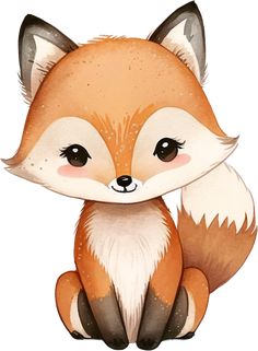 a cute little fox with big eyes sitting down