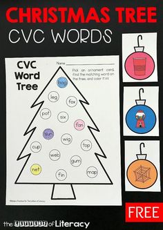 the christmas tree cvc words worksheet