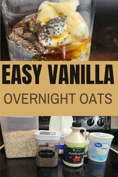 vanilla overnight oats Yogurt Chia Seeds, Oats With Yogurt, Overnight Oats With Yogurt, Chia Overnight Oats, Overnight Oats Recipe Healthy