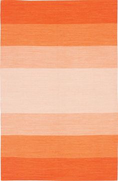 an orange and white rug with horizontal stripes