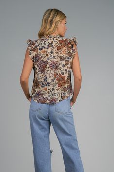 This sleeveless top is a fashion charm. Easy to layer or styled alone, the shoulder features a chic ruffled sleeve for a modern silhouette. Sleeveless Tops For Women, Stylish Aesthetic, Sleeveless Tops, Tops For Women, Floral Top, Floral Tops, Sleeveless Top, Casual Button Down Shirt, Men Casual