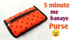 an orange and black purse sitting on top of a white table with the words 5 minute me banaye purse