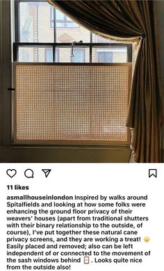 an article about the window coverings in this house is being viewed on instagram