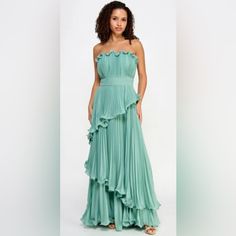 Beautiful Soft Muted Green Dress. Its Ruffles Make It So Elegant. Never Been Worn. Green Formal Dress, Green Formal Dresses, Colorful Dresses Formal, Muted Green, Textured Dress, Seafoam Green, Dress Ideas, Formal Dress, Bridesmaid Dress