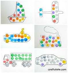 four different types of transportation crafts for kids