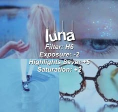 two pictures with the words luna and an image of a woman's face in sunglasses