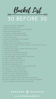 Bucket List Life Goals, 30 Before 30 Bucket List, Things To Do Before 30, 30 Things To Do Before 30, 30 Before 30, Life Goals List, Bucket List Life, Whole 30 Meal Plan, The Bucket List