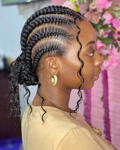 Black woman wearing box braids as a protective hairstyle. Simple Hair Lines For Black Women, Back Lines Braids For Black Women, Line Braids Hairstyles For Black Women, Lines Braids For Black Women, Hairstyles Lines Braids, Braid Lines For Black Women, Big Lines Hairstyles African, Simply Hairstyles For Black Women, Hair Styles Lines Braids