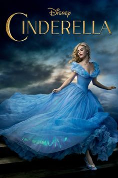 the character cinderella from disney's live - action movie is shown in this promotional image