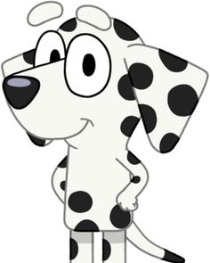 a cartoon dalmatian dog with black and white spots