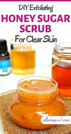 Diy Exfoliating Face Scrub For Acne, Face Recipes, Honey Skincare, Honey Sugar Scrub, Face Scrubs, Enhance Beauty, Face Serums, Honey Diy