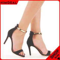 Women's High Heels - Metal Strap Enhanced Colored Fabric, Metal Straps, Shoe Collection, Open Toe, Sandals Heels, High Heels