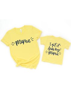 I got it from my mama matching mother daughter shirts Yellow Short, Fitted Style, I Got It, Baby One Piece, Philadelphia Pa, Matching Shirts, Got It, Baby Shower Gift, I Got This