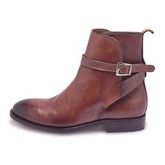 Men Brown Jodhpurs Genuine Ankle Leather Boots Description: Below are the main features of the product - 100% Genuine Leather- Handmade Leather boots- Beautiful Brown leather Jodhpurs Style- High Quality Premium Leather boots Western Style Round Toe Chelsea Boots For Business, Formal Leather Chelsea Boots With Buckle Closure, Western Style Chelsea Boots With Leather Sole For Business, Western Chelsea Boots With Leather Sole For Business, Leather Chelsea Boots With Buckle For Formal Occasions, Brown Leather Moto Boots With Pointed Toe, Business Boots With Leather Sole And Closed Toe, Bridle Leather Moto Boots With Round Toe, Moto Boots With Bridle Leather And Leather Sole