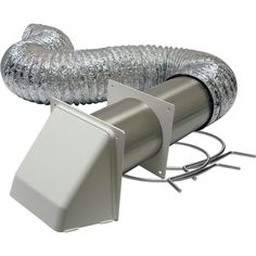 a silver duct outlet with a white cover on the top and an extension cord attached to it