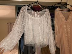 NWOT Free People Sheer White Lace Blouse Size Large | eBay Long Sleeve Lace Peasant Top For Spring, Vintage White Sheer Tops, Free People Sheer Top, Free People Lace Top, Free People Lace Layering Top, White Bohemian V-neck Lace Top, White Lace Blouse, White Lace Top, Lace Blouse