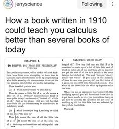 an article about how to write a book written in 1910 could teach you calculas better than several books of today