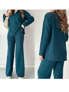 Knitted Spring Pullover & Pants SetMeasurement In CMsizeXSSMLXL2XLbust[cm]889296100104108waist[cm]687276808488HIP[cm]98102106110114118sleeve length[cm]      Note: 1 inch=2.54 cm Size mearsured by ourselves ,so sometimes it has 1-3cm mistakes. Please check the size carefully before you buy ;if you are not sure about size,please contact us first .Thanks! Kimono Coat, Modest Swimwear, Loose Top, Cardigan Shirt, Loose Pants, Stepping Out, Effortless Elegance, Loose Tops, Matching Top