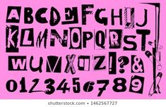 the alphabet is drawn with black ink on a pink background, and it appears to be made