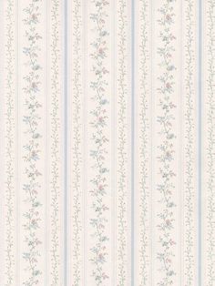 a striped wallpaper with flowers and stripes on the bottom, in blue and white