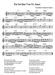 sheet music with the words,'eu se que vot te amr '