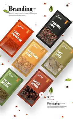 the packaging design is designed to look like an assortment of spices