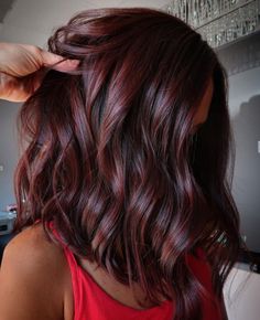 50 Must-Try Red Brown Hair Trends For 2024 Low Maintenance Hair Color Balayage Red, Red Highlites On Dark Hair, Burgundy Lob Haircut, Red Brown Hair With Dimension, Dark Red Hair With Dimension, Gala Hairstyles Medium Length, Balayage Brunette Red, Fall Haircolor, Burgundy Brown Hair