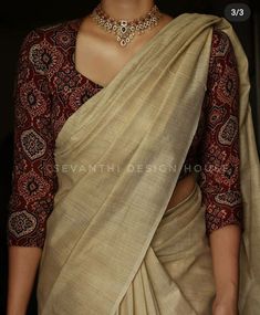 #fashion Blouse 3/4 Sleeves Design, Kalamkari Blouse With Kerala Saree, Latest Kerala Saree Trends, Onam Saree Blouse Designs Latest, Ajrakh Blouse With Kerala Saree, Onam Blouse Designs Latest, Onam Saree Blouse Ideas Latest, Cotton Blouse Ideas, Onam Saree Blouse Ideas Latest 2024