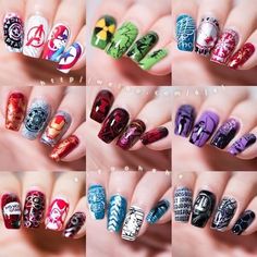 Superhero Nails, Avengers Nails, Nail Art Mariage, Marvel Nails, Simple Wedding Nails, Wedding Nail Art Design, Nail Art Stamping Plates, Wedding Nails Design, Nail Art Wedding