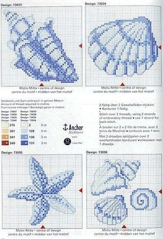 cross stitch pattern instructions for sea shells