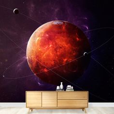 an image of the planets in outer space wallpaper mural decal for living room