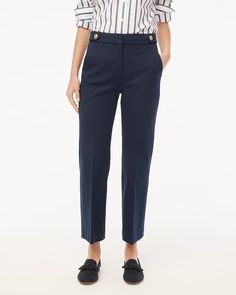 Factory: Cropped Wide-leg Sailor Pant For Women Wide Leg Work Pants For Fall, Straight Leg Culottes For Workwear, Classic Wide-leg Pants, Straight Culottes For Workwear, High-waisted Work Pants With Button Closure, Wide-leg Culottes For Fall, Wide-leg Pants With Button Closure, Fitted Ankle-length Culottes, Classic Culottes For Workwear