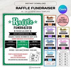 raffle fundraiser flyer with the words raffle fundraiser on it and an image of raffle