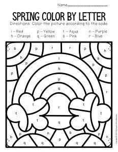 the color by number page for spring