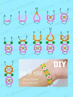 the instructions for how to make an origami bracelet with beads and bows on it