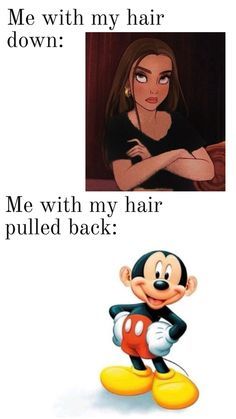 an image of mickey mouse with the caption me with my hair down