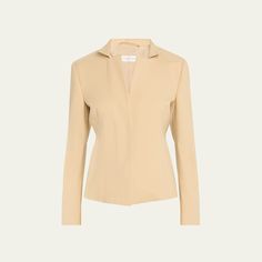 Max Mara "Olindo" jacket with dart waist detail Notch lapels; concealed placket Long sleeves Fitted Cotton Made in Italy Fitted Jacket, Workout Jacket, Bergdorf Goodman, Max Mara, Dart, Tops Designs, In Italy, Long Sleeves, Italy