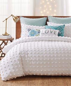 in stock White And Teal Bedding, Coastal Bedroom Inspiration, Kids Coastal Bedroom, Pom Pom Comforter, Beach Inspired Bedroom, Costal Bedroom, Ocean Living, Aqua Quilt, Turquoise Bedding