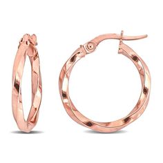 Rose Gold Twist Hoop Earrings | REEDS Jewelers Twist Hoop Earrings, Twisted Hoop Earrings, Wedding Day Jewelry, Engagement Ring Guide, Metal Shop, Ring Size Guide, Diamond Studs, Ring Bracelet, Jewelry Branding