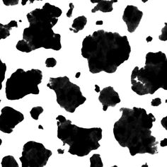 a black and white cow print with spots on it's back ground is shown