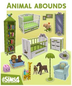 an animal themed nursery room is featured in this ad