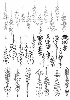 an assortment of ornamental designs on white paper stock photo, image and royalty illustration art