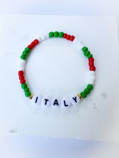 Buy ANY two or more bracelets & get 20% off automatically applied at checkout ❤️ Use code BULK30 for orders of 10 or more for 30% off. Message me for the availability of 20 or more of one item. Please select your suitable size in the drop down menu. Listing is for ONE bracelet. Please ensure correct selections before checkout, and please feel free to send a message if you have any further questions or if you received a damaged package.  Made with 4mm glass beads. We take special pride in the qua Italy Bracelet, Bead Things, Vacation Italy, Travel Bracelet, Italy Accessories, Italian Theme, Beads Ideas, Italy Trip